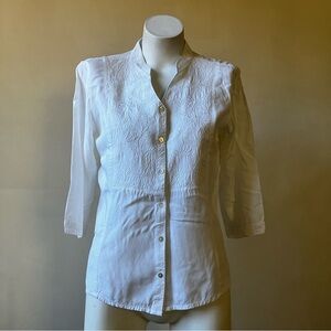 Fresco Nomadic Traders | Floral Embroidered Button Down Blouse